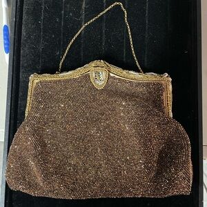 Rare handmade in France antique Real Gold Elegant mother of pearl Evening Bag